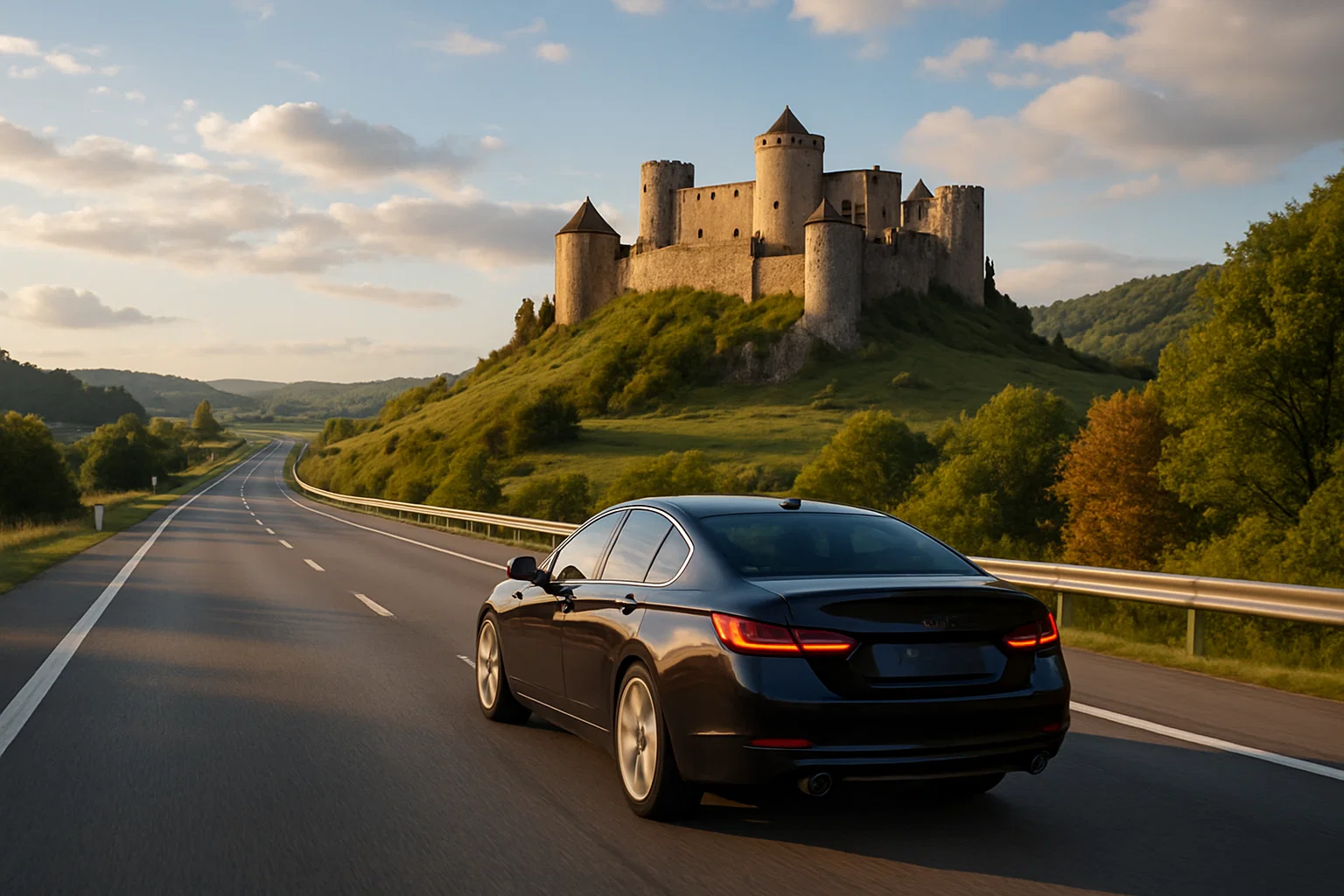 A castle in the background